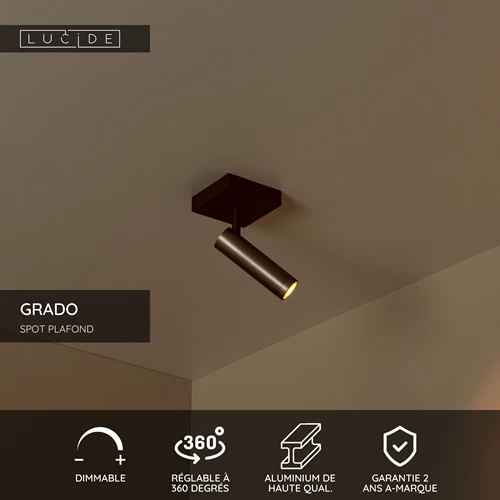 Lucide GRADO - Spot plafond - 1xGU10 (MR11) - Fer gris - USP